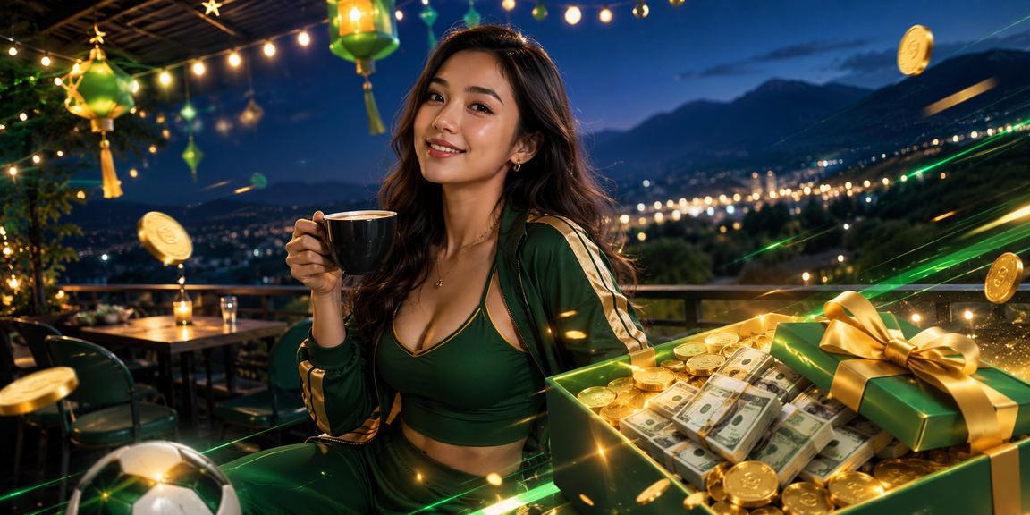Pemain taruhan di kedai kopi dengan laptop dan cangkir kopi di meja