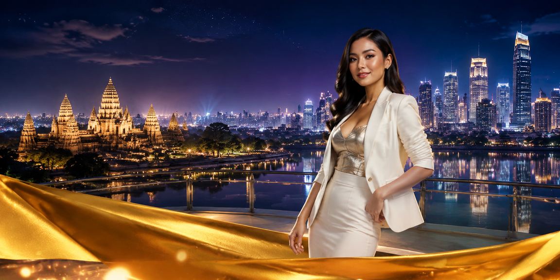 Model menampilkan bonus cashback dengan ekspresi gembira dalam suasana event promo